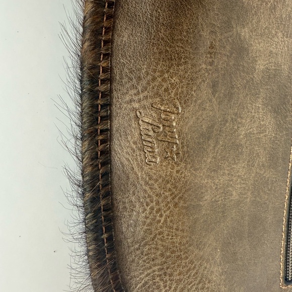 NWT Tony Lama Western Womens Wristlet Wallet Studs Brindle Hide Hair Brown - Picture 3 of 5